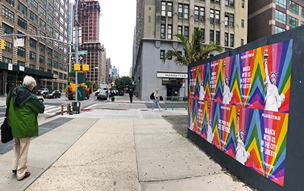 The Statue of Liberty is dressed in Polaroid colours