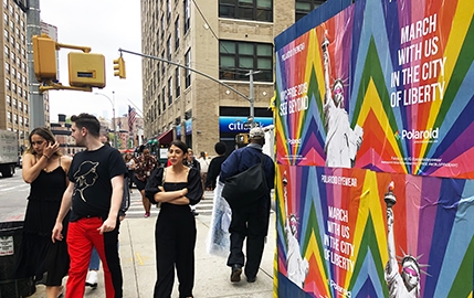 The Statue of Liberty is dressed in Polaroid colours