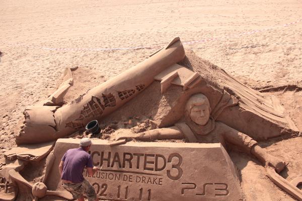 A grand sand sculpture in Cannes