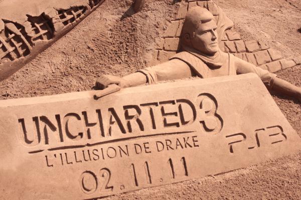 A grand sand sculpture in Cannes