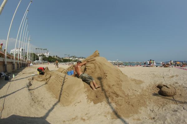 A grand sand sculpture in Cannes