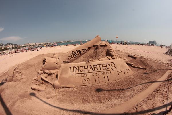 A grand sand sculpture in Cannes