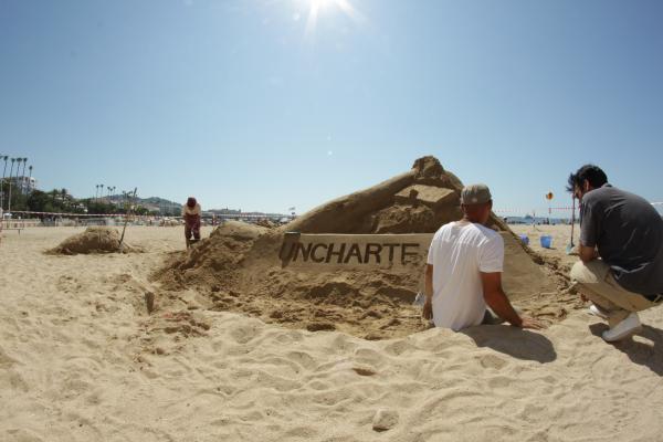 A grand sand sculpture in Cannes