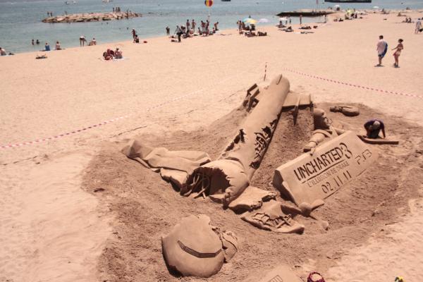 A grand sand sculpture in Cannes
