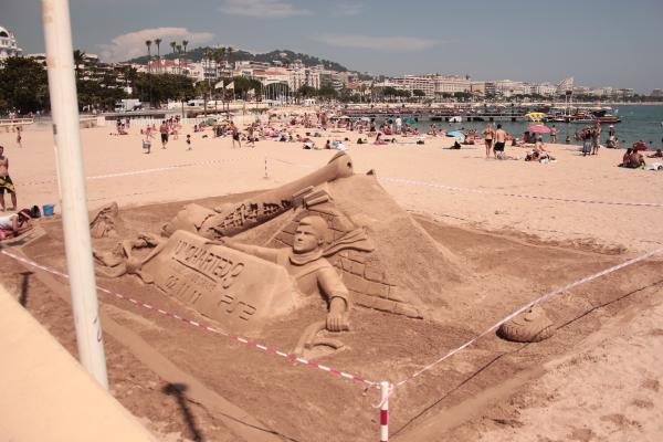 A grand sand sculpture in Cannes