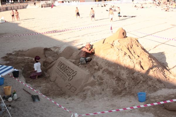 A grand sand sculpture in Cannes